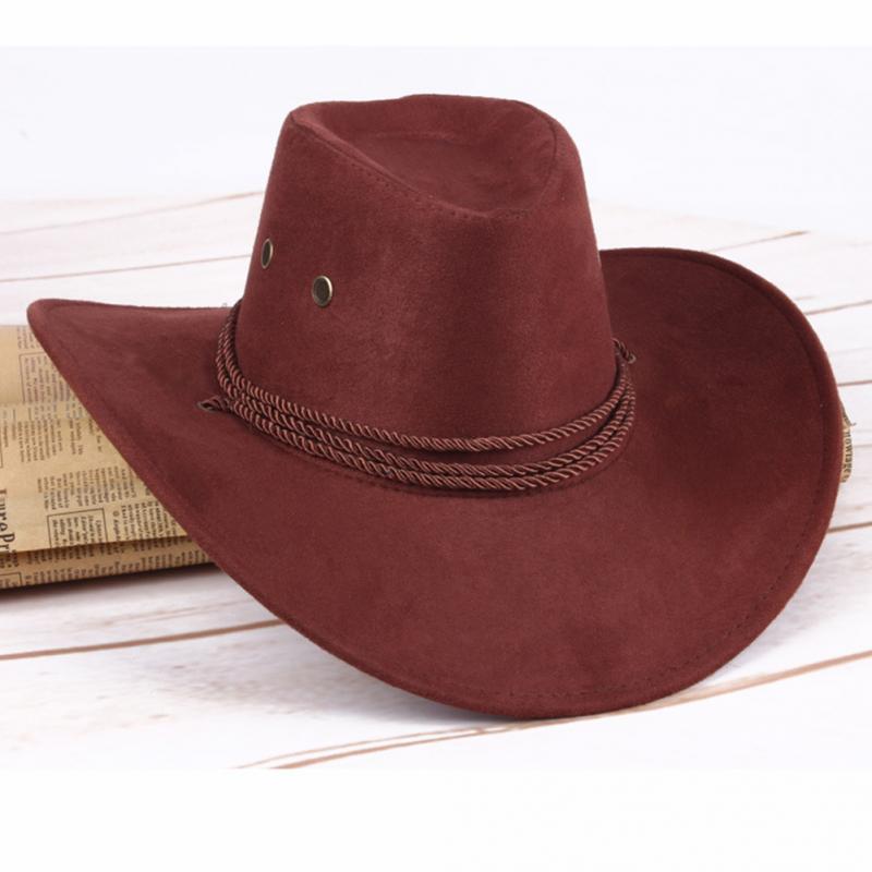 Kvinder solskærm cowboy hat sommer afslappet kunstlæder hat rejser vestlige udendørs hue: Kaffe