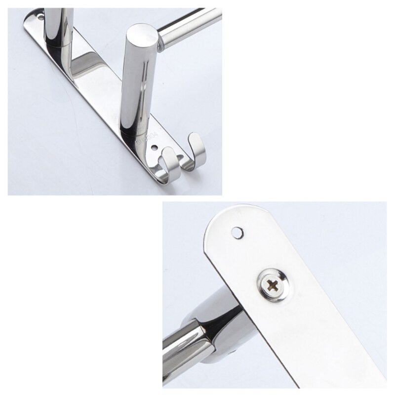 Toallero ajustable de acero inoxidable, estante de baño flexible de 3 niveles, colgador de ropa de mano montado en la pared