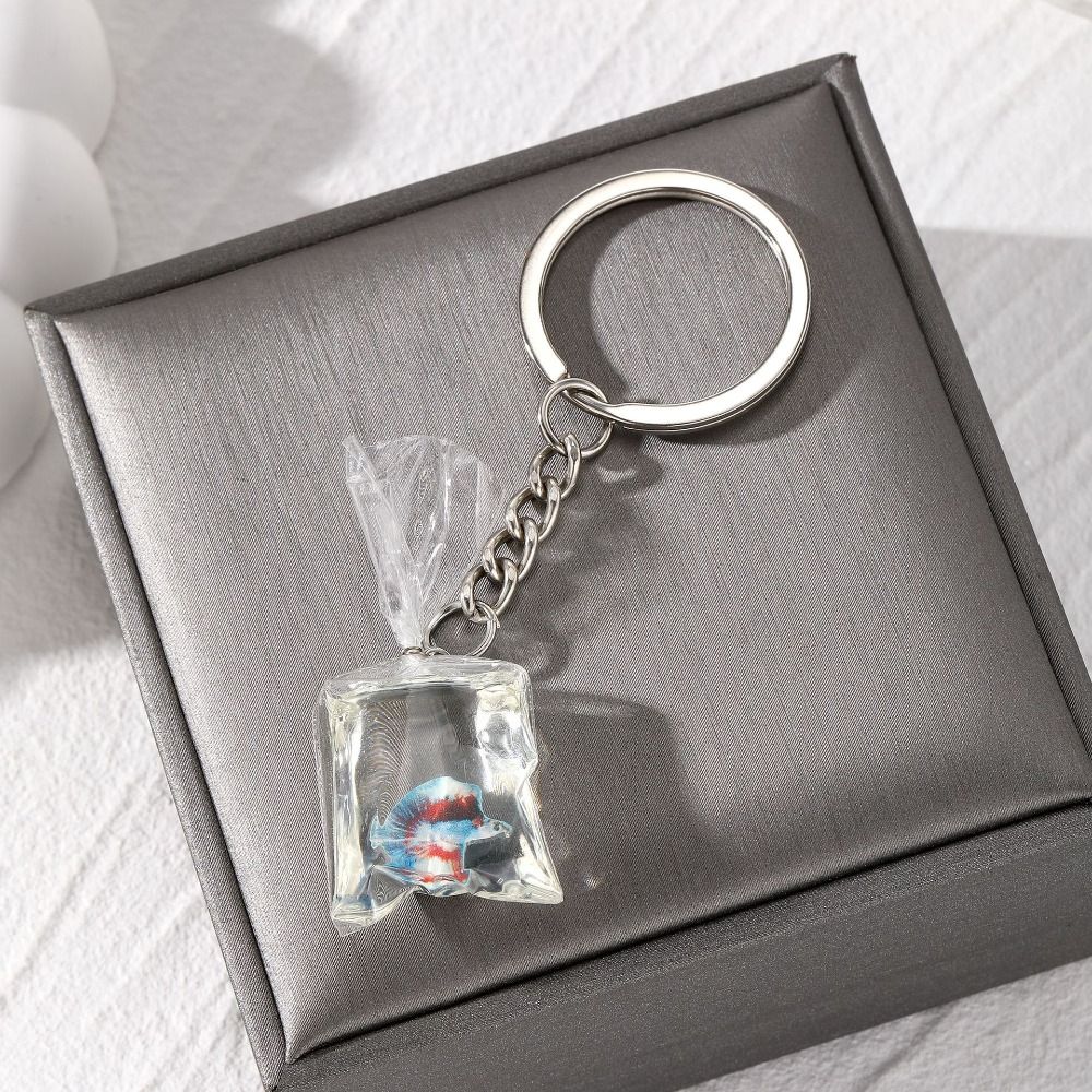 Vis Goudvis Sleutelhanger Imitatie Waterzak Grappige Kleine Vis Hanger Hars Transparante Kleine Vis Sleutelhanger Kinderen: Oranje