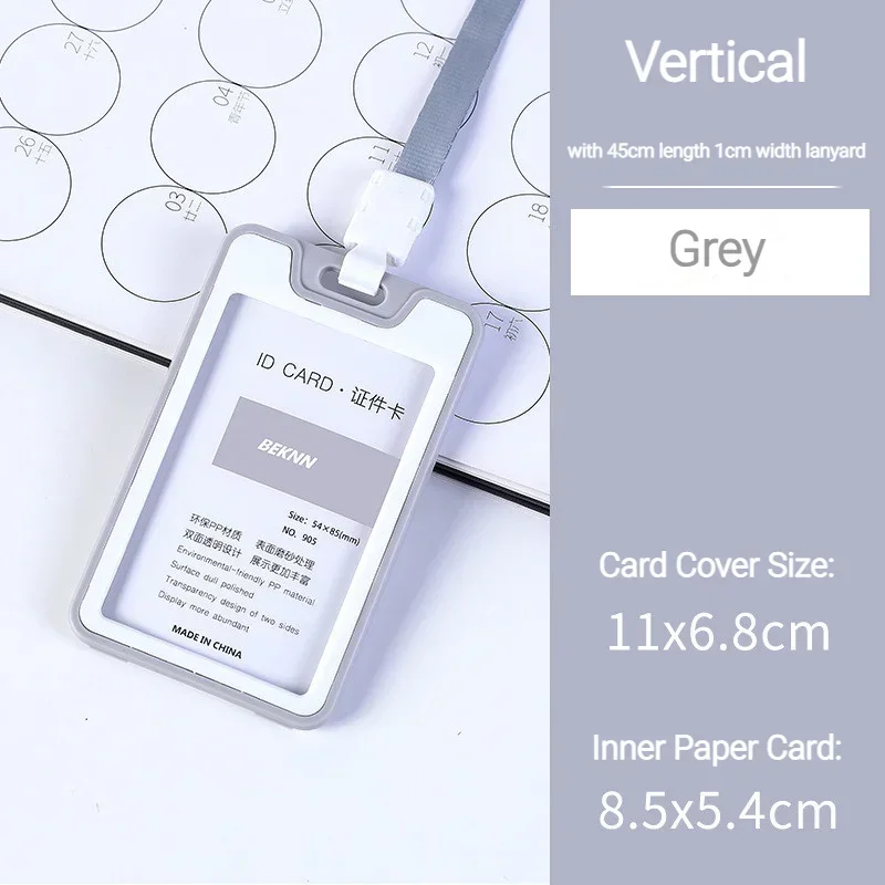 Porte-carte sangle de cou avec lanière porte-Badge carte d'identité de travail Bus couverture d'identité d'affaires porte-carte en plastique sacs fournitures de bureau: GRIS