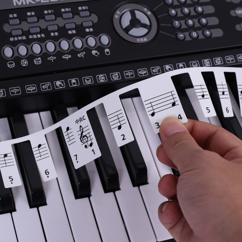 Pegatina de Tono de teclado de Piano grande/vertical/eléctrico, 88/61 teclas, pegatinas de notación de personal Musical, novedad, sin pasta