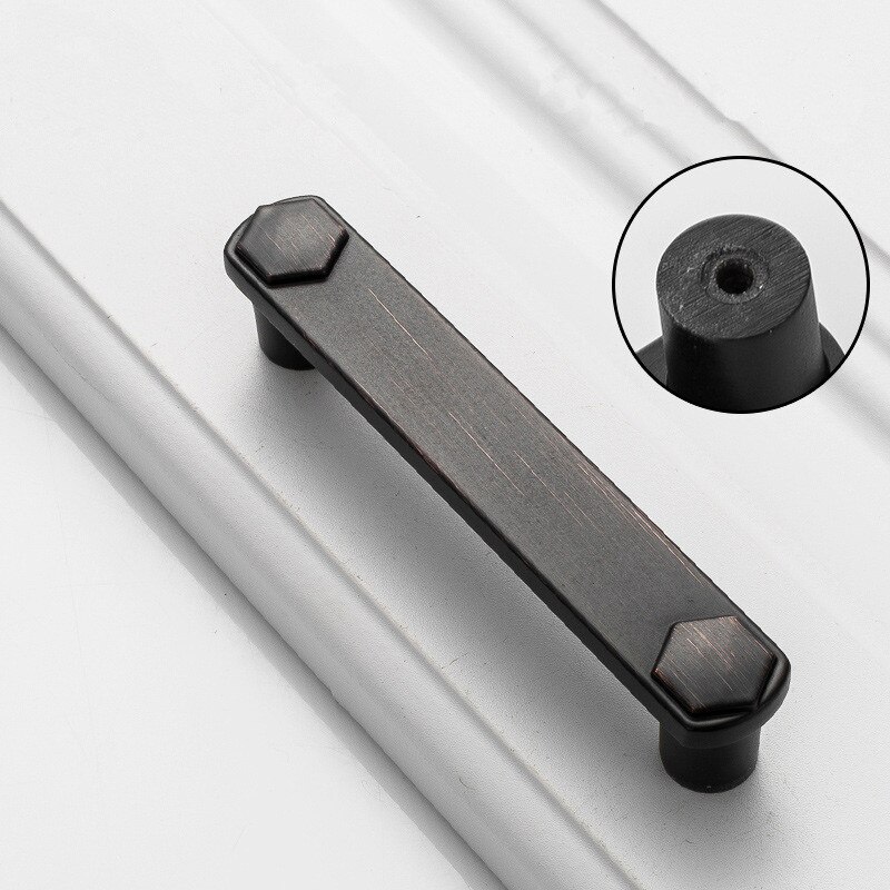 Manijas de puerta Vintage de aleación de Zinc para armario de cocina, pomo de muebles de baño y cocina, color negro/café