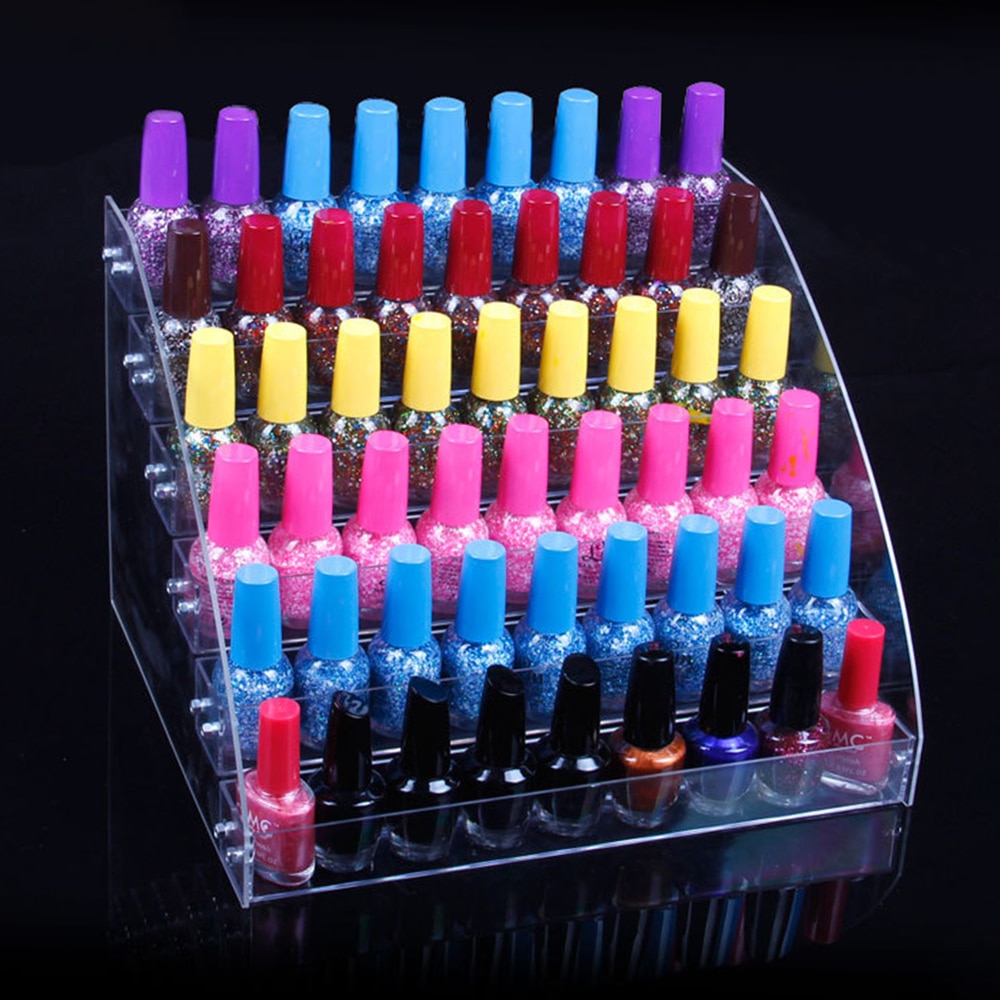 2 To 6 Tier Cosmetics Nail Polish Rack Display Holder Plastic Box Acrylic Stand Case Lipstick Organizer Storage Nail Art Display