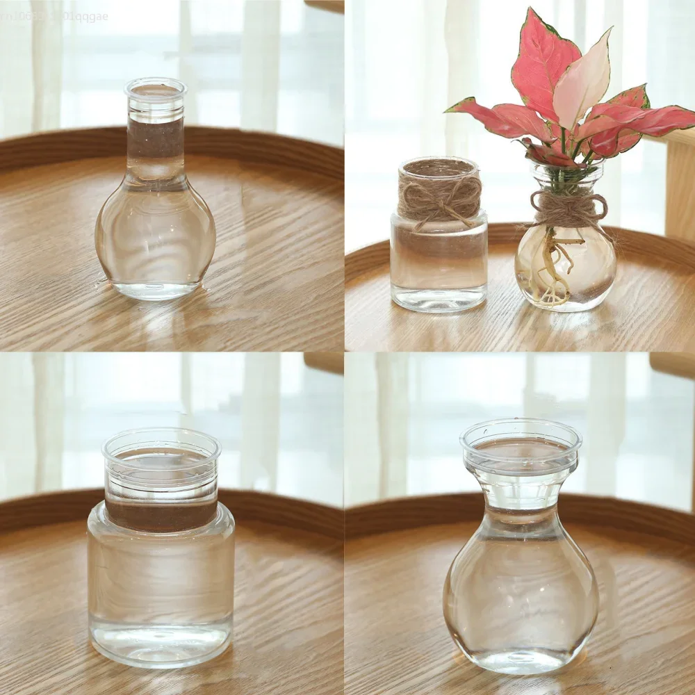 Piccolo vaso per centrotavola Vasi per fiori in plastica con boccioli Mini vaso trasparente rustico Forme uniche per cene di nozze Decorazioni per la casa Vasi