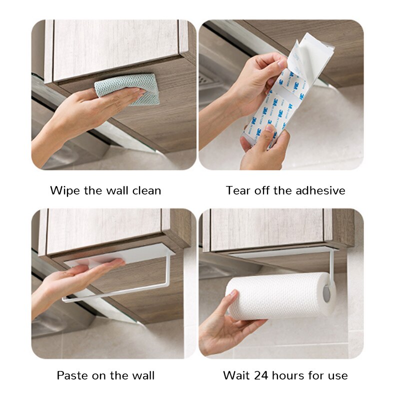 Stainless Steel Paper Towel Holder Rack Toilet Kitchen Roll Paper Holder Self-adhesive Kitchen Toliet Accessories