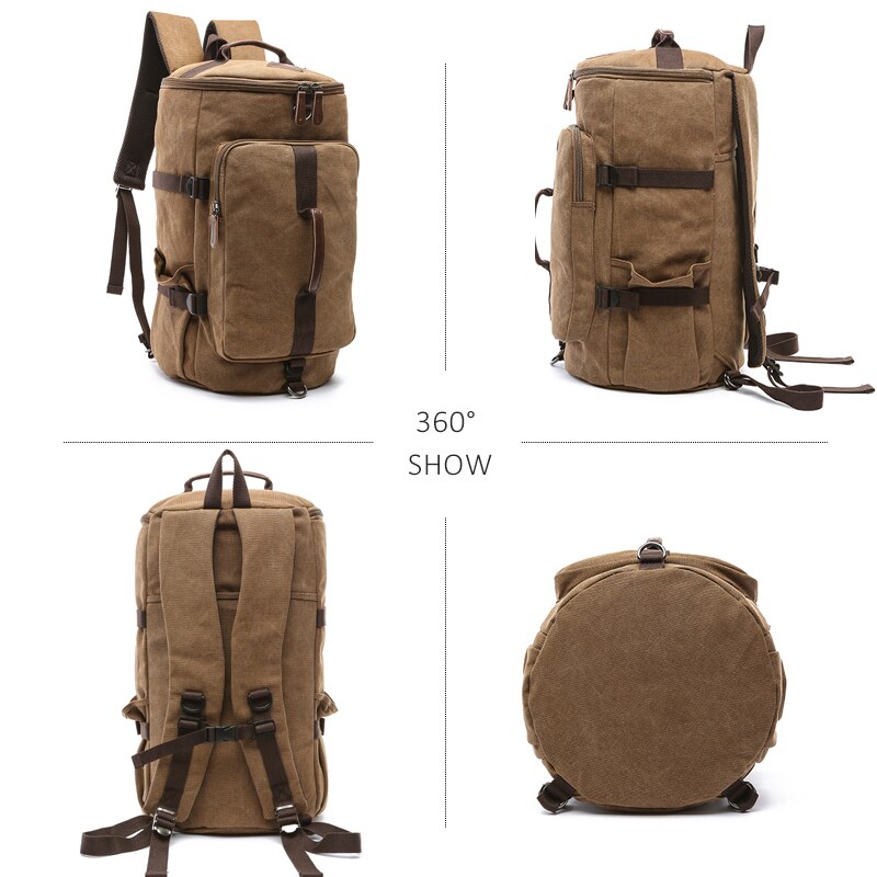 Scione Large Capacity Man Travel Bag Mountaineering Backpack Male Bags Canvas Bucket Shoulder Backpack Carry on Luggage bag