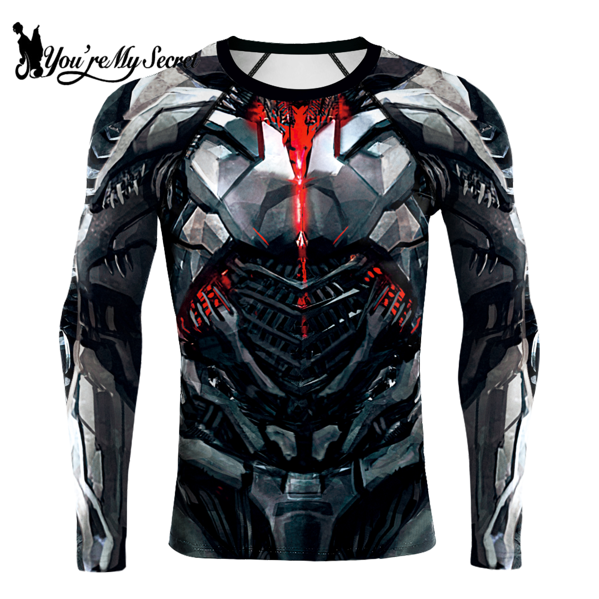 [Du bist mein Geheimnis] Superheld Langarm Workout 3D Kompressionsshirt Comics Cosplay Kostüm Herren Quick Dry Rash Guard Gym Tops