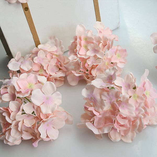 Flores artificiais da seda da flor do buquê da hortênsia com haste livre para o presente da decoração do casamento da casa jan88: meat pink