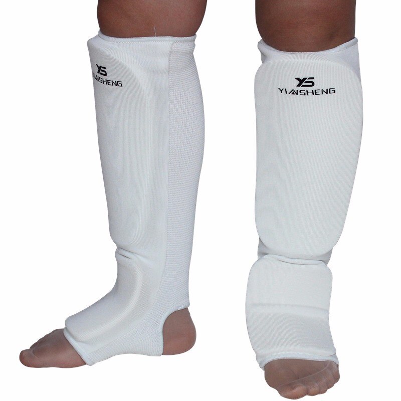 Unge/voksne børn mma boksning skinnebensbeskyttere vrist kickboksning ankelstøtteudstyr karatebeskyttere sanda muay thai leggings deo: Er hvid / S