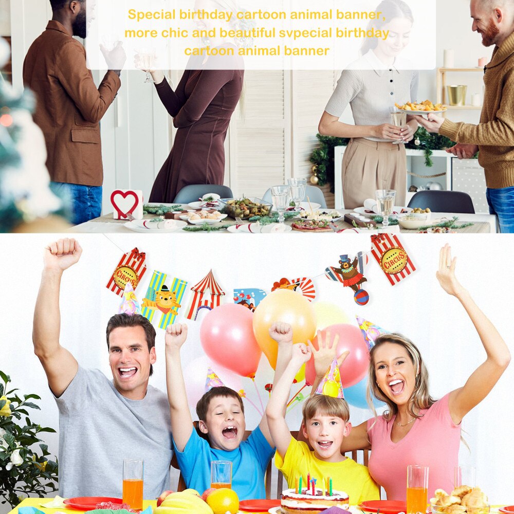 2 Set Circus Themed Birthday Party Banners Party Hanging Decors Party Decorations