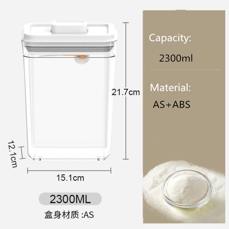 Plastic Sealed Canister Portable Large-capacity Milk Powder Cans Storage Jar Food Moisture-proof Storage Box Kitchen Container: 2300ML Square