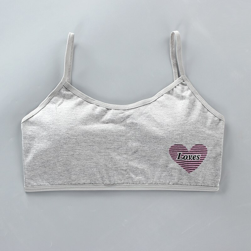 Reggiseno da allenamento per ragazze 2 pezzi per 8-16 anni reggiseno per ragazze in cotone traspirante per adolescenti: GRAY
