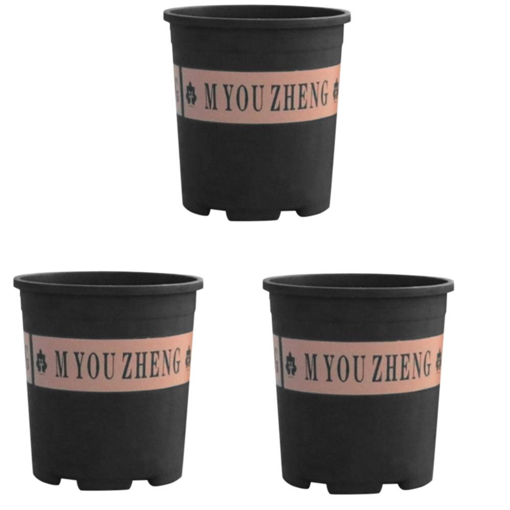 1 gallon nursery flower pot outdoor vegetable flower plant plastic flower pot garden 3 pack nursery flower pot home garden FD: Black