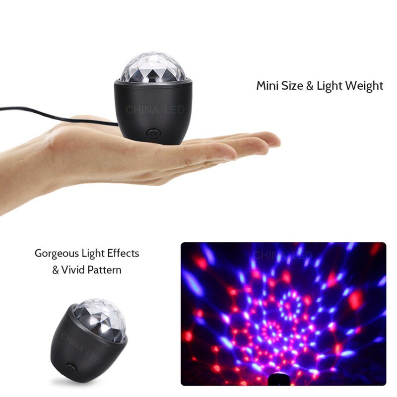 LED Stage Light Disco Ball Magic Effect Lamp Mini Led Switch Ball USB Crystal Flash DJ KTV Car Bar Party Lights