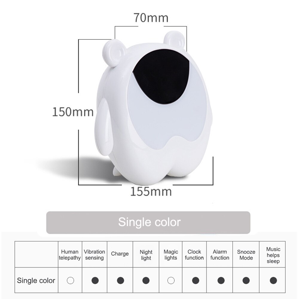 Night Light 3 In 1 Alarm Clock Kids Children Sleep Bedside Alarm Clock Wake Up Temperature Snooze Timer Clock Christmas: white