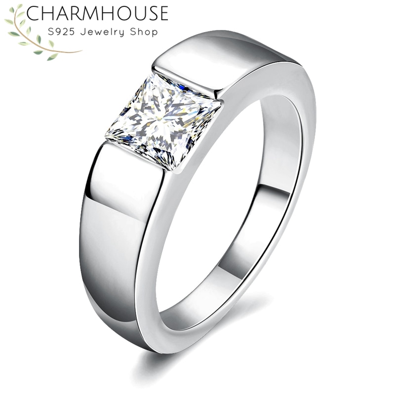 Wedding Rings For Men Women Pure Silver 925 Ring With Big Zirconia Wedding Band Engagement Jewelry Accessories Bague Anillo