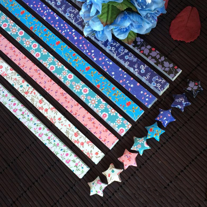 360pcs Wishing Star Paper Strips Lucky Star Origami Paper Folding Glass Vial Valentine Floral Star Paper Stacks DIY