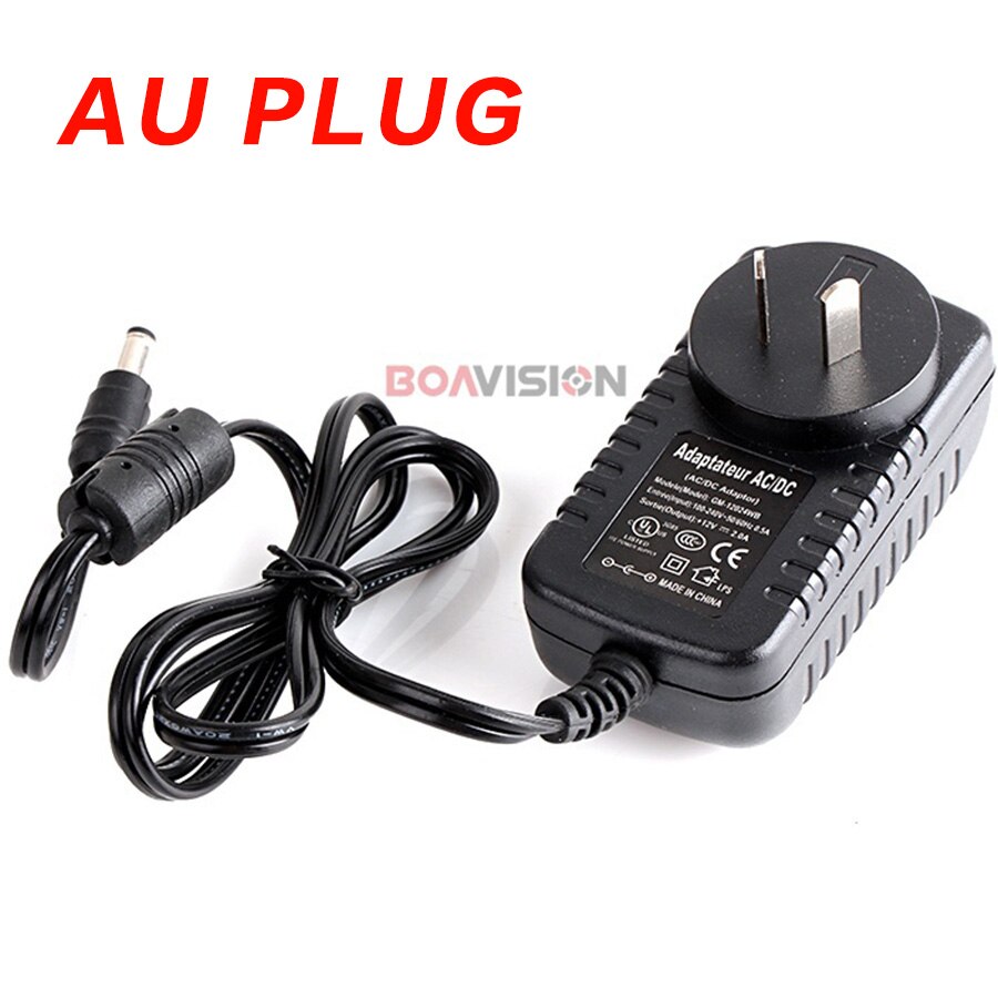 Qualified AC 110-240V To DC 12V 2A CCTV Power Supply Adapter,EU/US/UK/AU Plug ABS Plastic