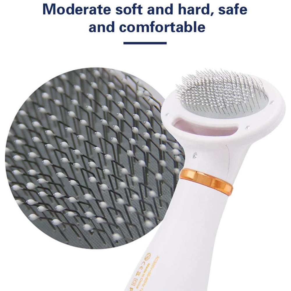 Pet Dog Hair Dryer Comb Grooming Hair Fur Blower Adjustable Temperatures Settings Cat Dog 2-In-1 Dryer Comb Brush Low Noise