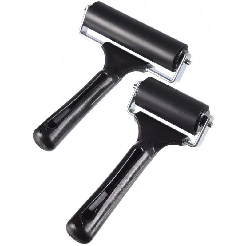 Rubber Roller, Set of 2 (6 & 10cm), Ink Brayer Roller perfect for Printmaking, Wallpapers, Block Printing Stamping