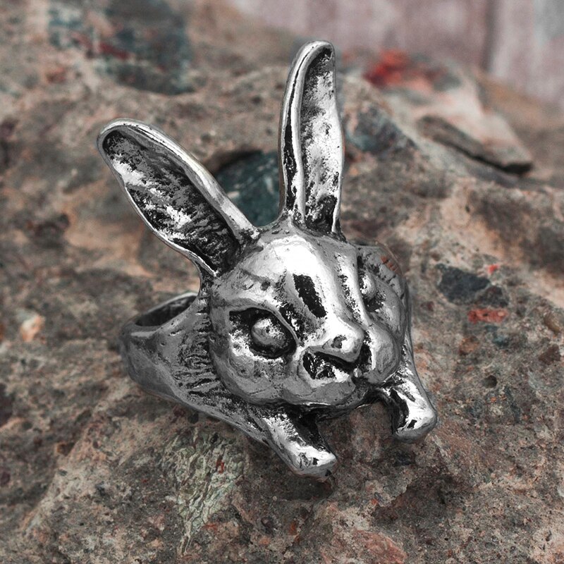 Anillos ajustables Vintage Hippie Chic hechos a mano conejo Animal nudillos para mujeres niñas encanto joyería de