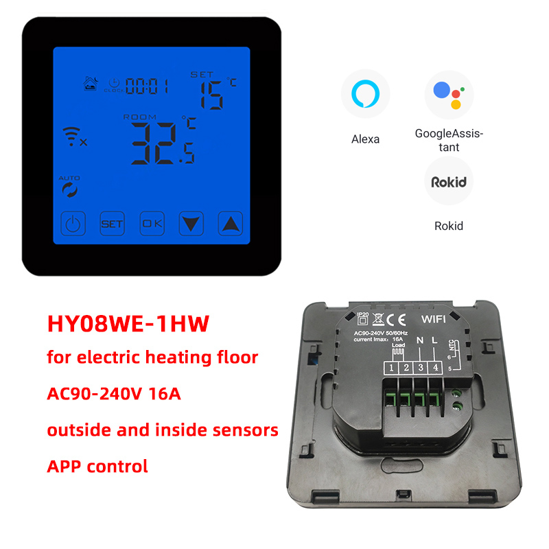 HY08 3A 16A MINCO HEAT Thermoregulator LCD Touch Screen Thermostat For Electric Heating Floor System Room Temperature Controller: Electric Black WIFI