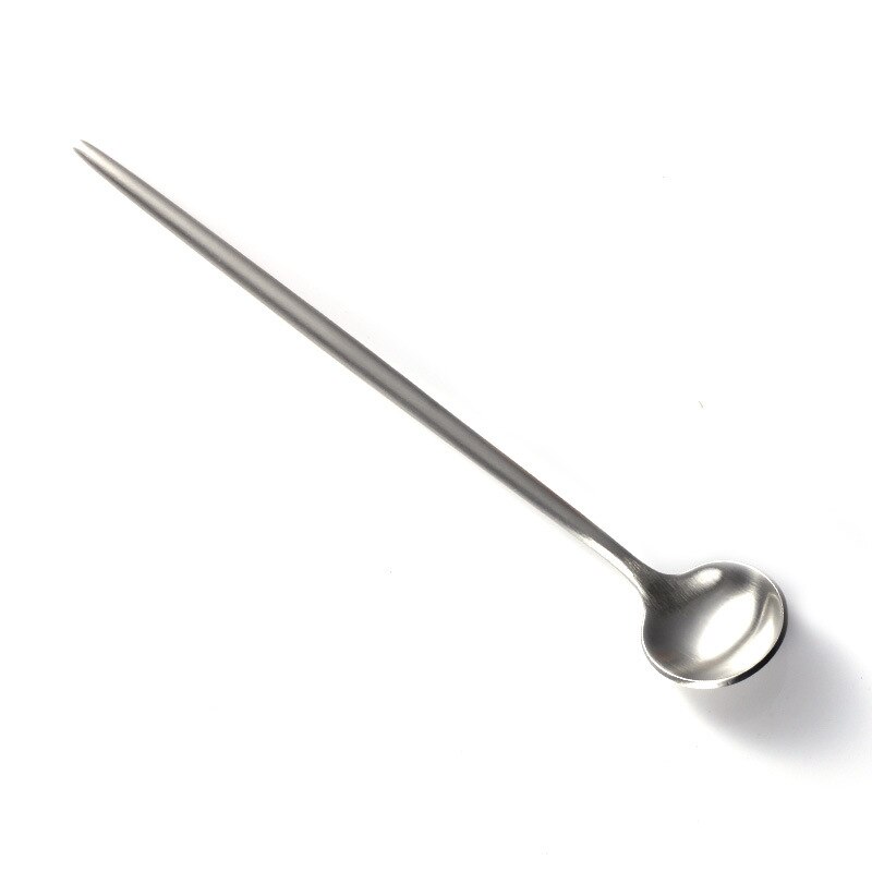 304 Stainless Steel Mixing Spoon Bar Spoon High-end Small Waist Shape Long Handle Ice Spoon Kitchen Gadget: silverE