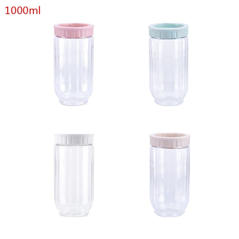 Recipiente de almacenamiento de alimentos transparente para cocina, bote sellado duradero, grano de cereales, arroz, leche en polvo plástica sellada: 1000ML