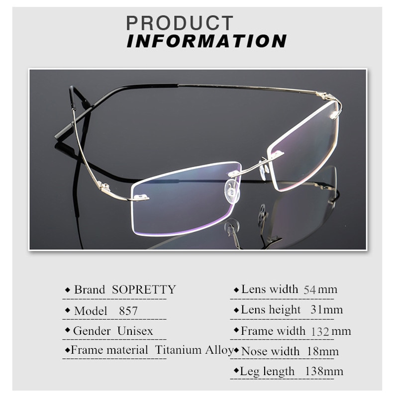 Titanium Alloy Rimless Anti Blue light Glasses Frame Male Female Goggles Ultra-light Radiation-resistant Computer Gaming Eyewear