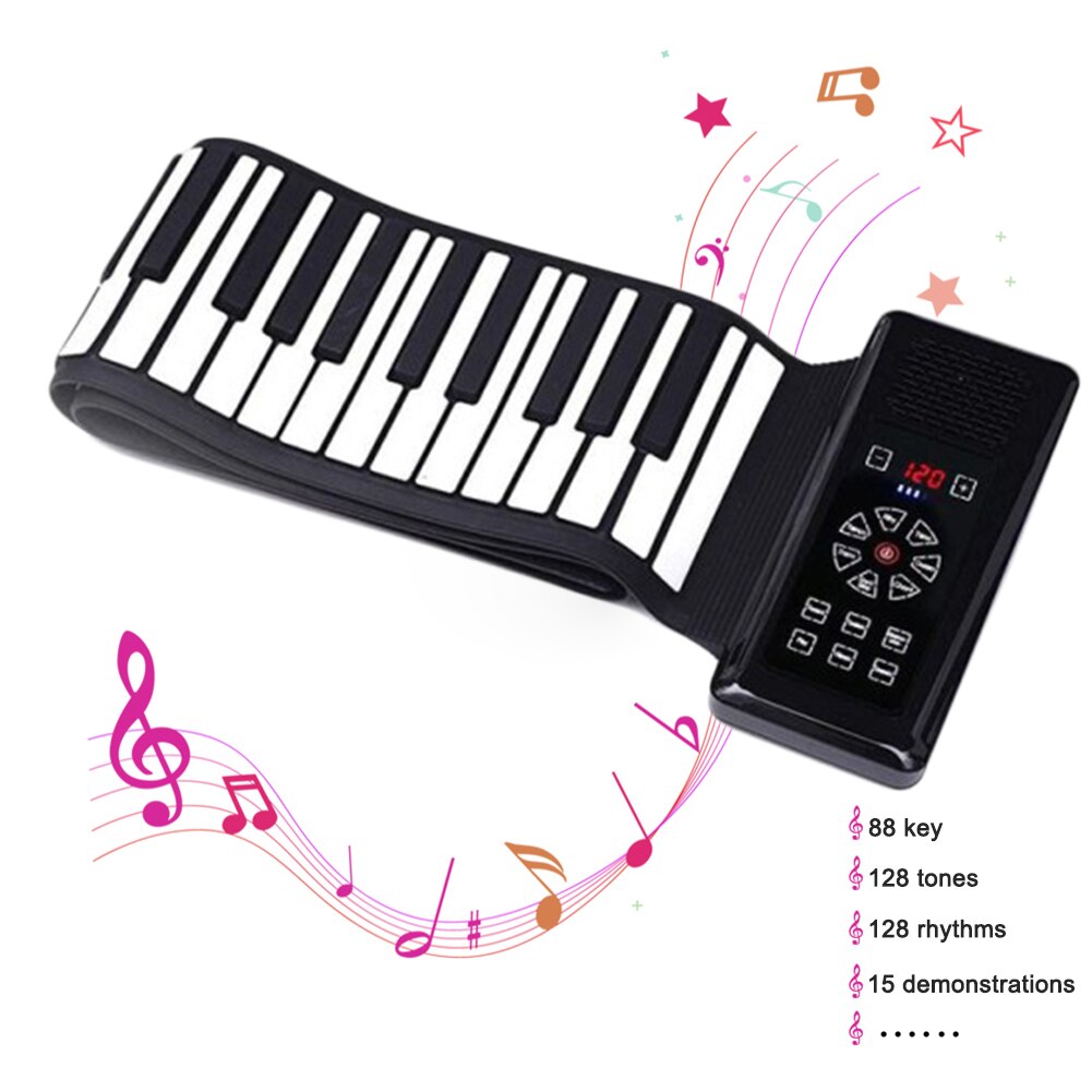 Portable 88 Keys Flexible Roll Up Piano Silicone Foldable Digital Keyboard Portable Foldable Soft Keyboard Electronic Piano