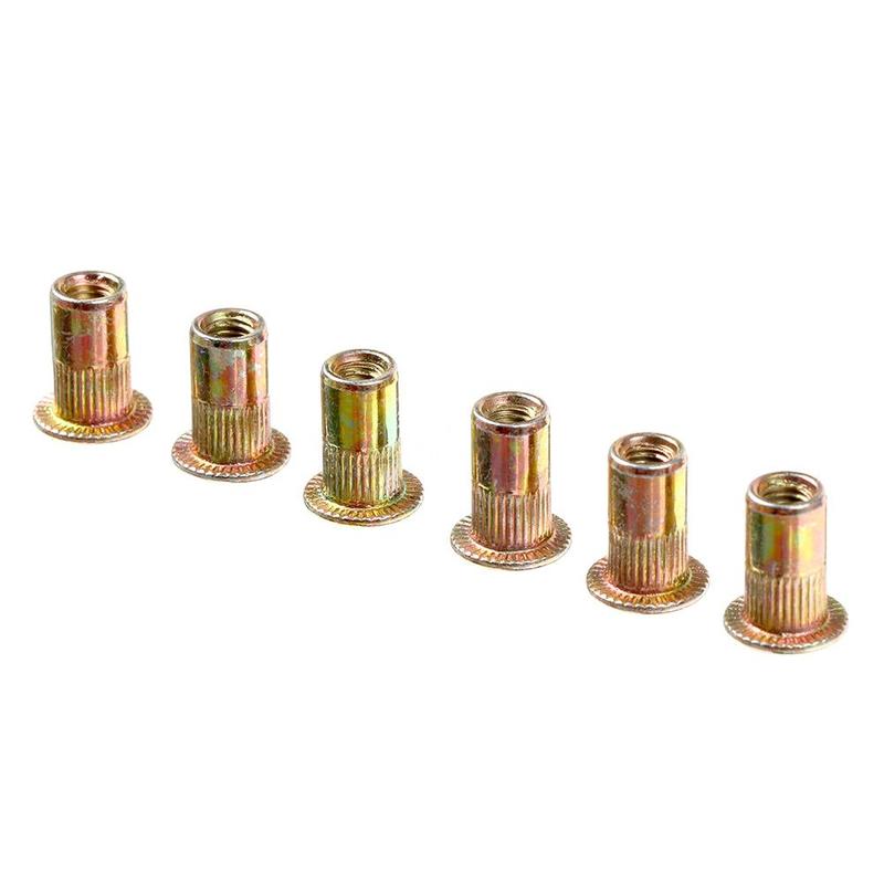 166pcs/set Mixed Carbon Steel Rivet Nut M3 Nut Zinc Kit Threaded Insert Head Nut Flat Plated G1V9