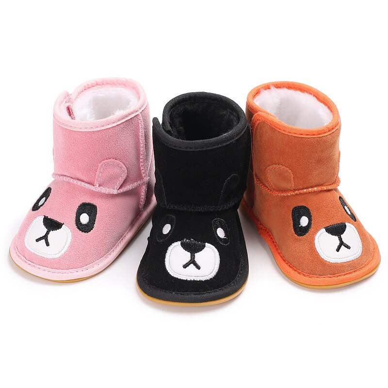 Luipaard Baby Snowboots Pu Leer Dikke Warme Pasgeboren Meisje Winter Schoenen Cartoon Pluche Bows Non Slip Baby Peuter Eerste wandelaars