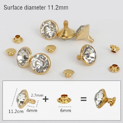 1000Sets 5-11mm Crystal Rhinestone Trim Rivets Diamante Studs DIY Clothing Bag Leather Decorative Rebite Spikes Glass Drill Nail