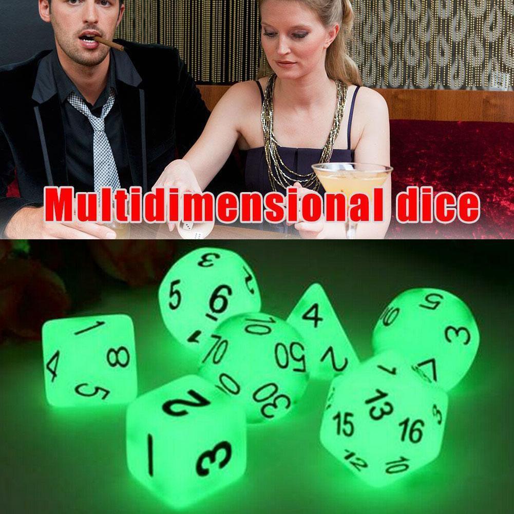 7Pcs 6 Sided Noctilucent Dice Night Light Cubes Round Corner Dice Fun Bar KTV Entertainment Luminous Game Dices