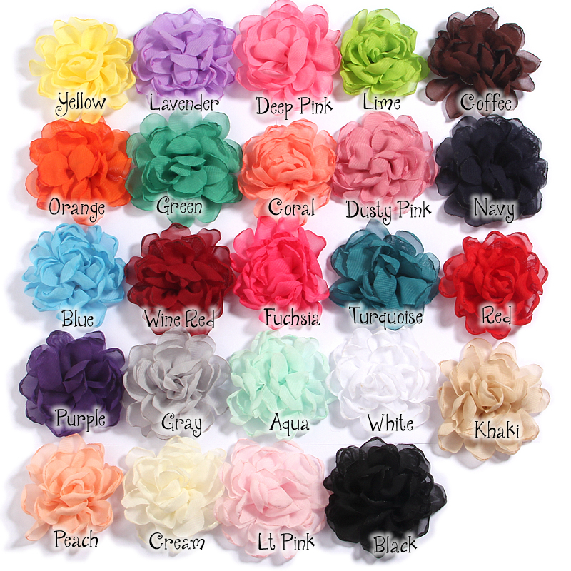 120 Stuks 7 Cm 2.7 "Burn Edge Chiffon Stof Bloemen Voor Baby Meisjes Hoofdbanden Handgemaakte Bloem Boutique Voor bruiloft Decoratie: MULTI