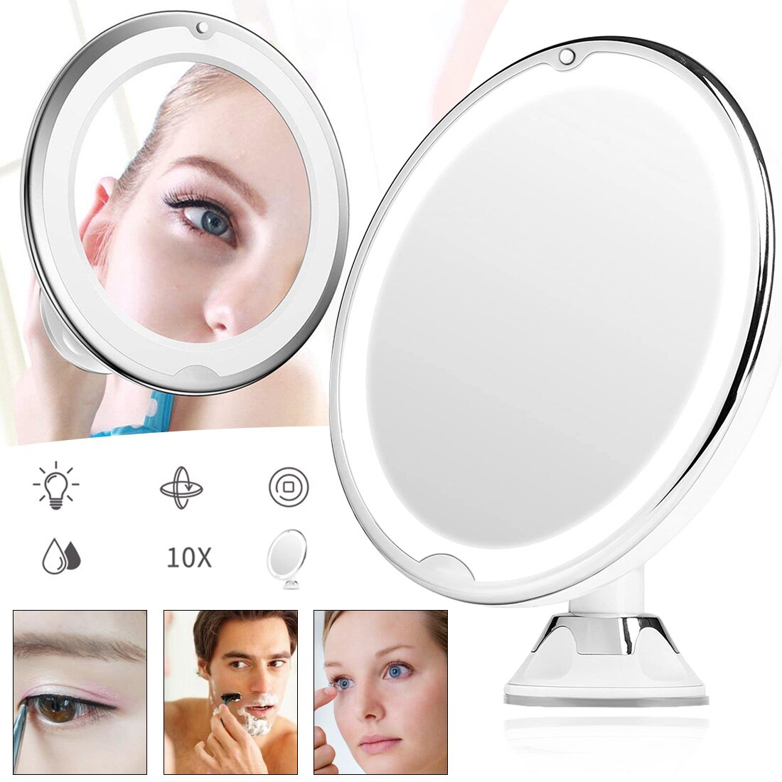 Make-Up Spiegel Met 10X Lichten Led Verlichte Cosmetische Schoonheid Badkamer Spiegel Met Led Licht