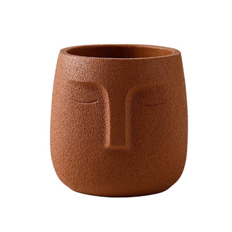 Vase en céramique avec visage humain, Pot de fleurs Zen, plantes vertes succulentes, jardinière, décor de jardin, balcon, maison: Orange / 14cm
