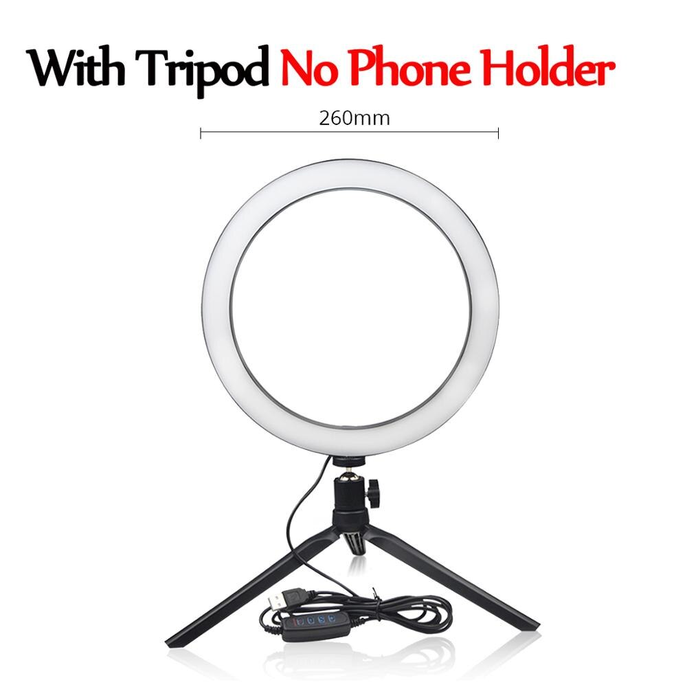 Telefon led ljusring selfie ring lampa nyhet novedades fotografi video live studio fyll ljus foto ljus för smartphone: 26cm med stativ