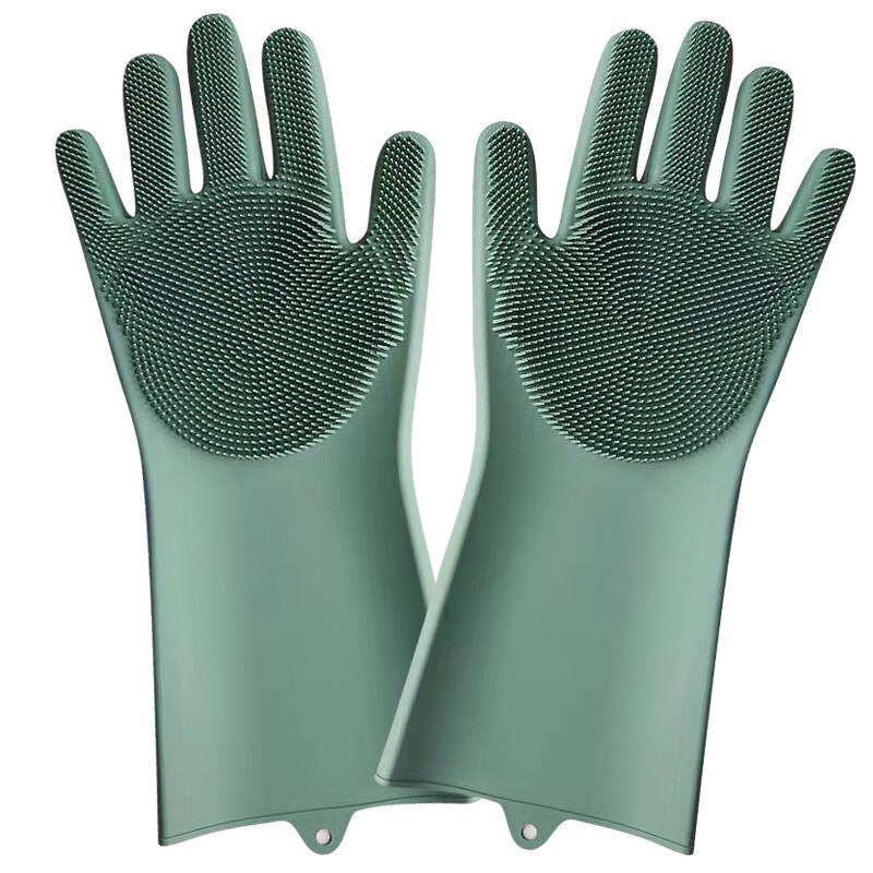 1 paar siliconen was handschoenen met borstel magische siliconen afwas handschoenen afwas voedsel schoonmaken gereedschap schrob handschoenen: Agn 11-170g