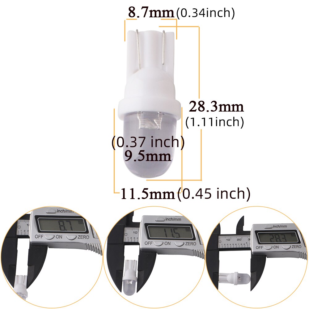 10pcs 6 Volt Led Bulb Pinball R Lens T10 W5W 2825 158 192 168 194 Lights 6V 6.3V Transparent Lens White Blue RGB Red Green Amber