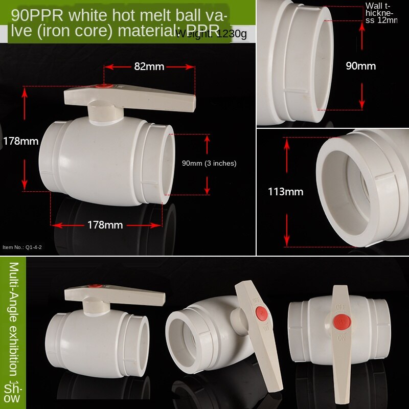 1/2 IN-20 3/4 IN-25 1 inch-32PPR melt ball valve wire wire ball valve live ball valve switch accessories thickened: 90PPR Hot melt ball