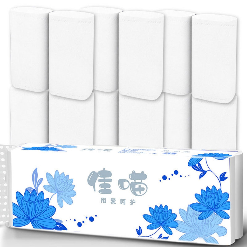 12 Rolls Hand Clean Toilet Tissue Solid Paper Napkin Serviettes 4 Ply C Fold Paper Tissues Prevent Flu Soft Strong Fast Ship