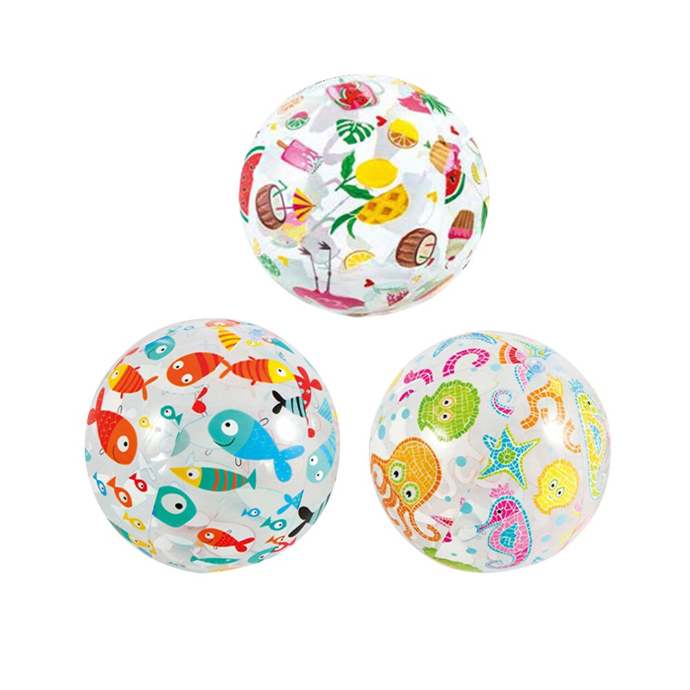 Sea Creature Lively Print Clear Beach Ball Inflatable Cute Colorful Beach Ball for Summer Pool Party Fun Games Activities