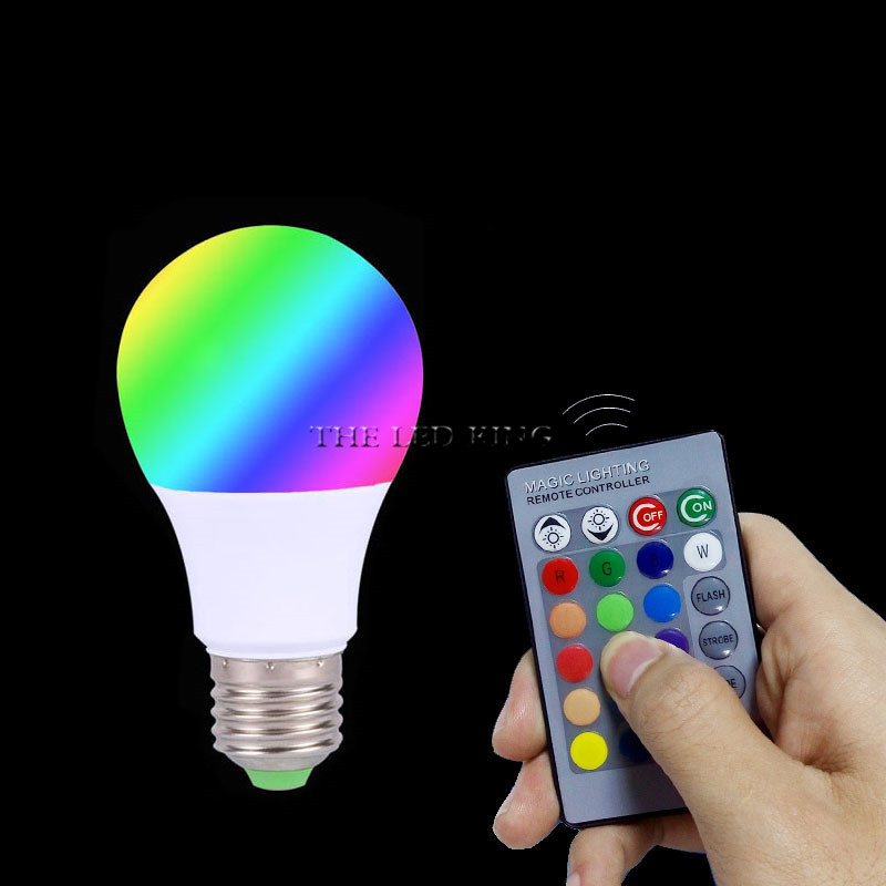 Ampoule LED RGB E14 de 3W, 5W, 10W, 15W, 85-265V, variable, avec télécommande IR, 16 couleurs