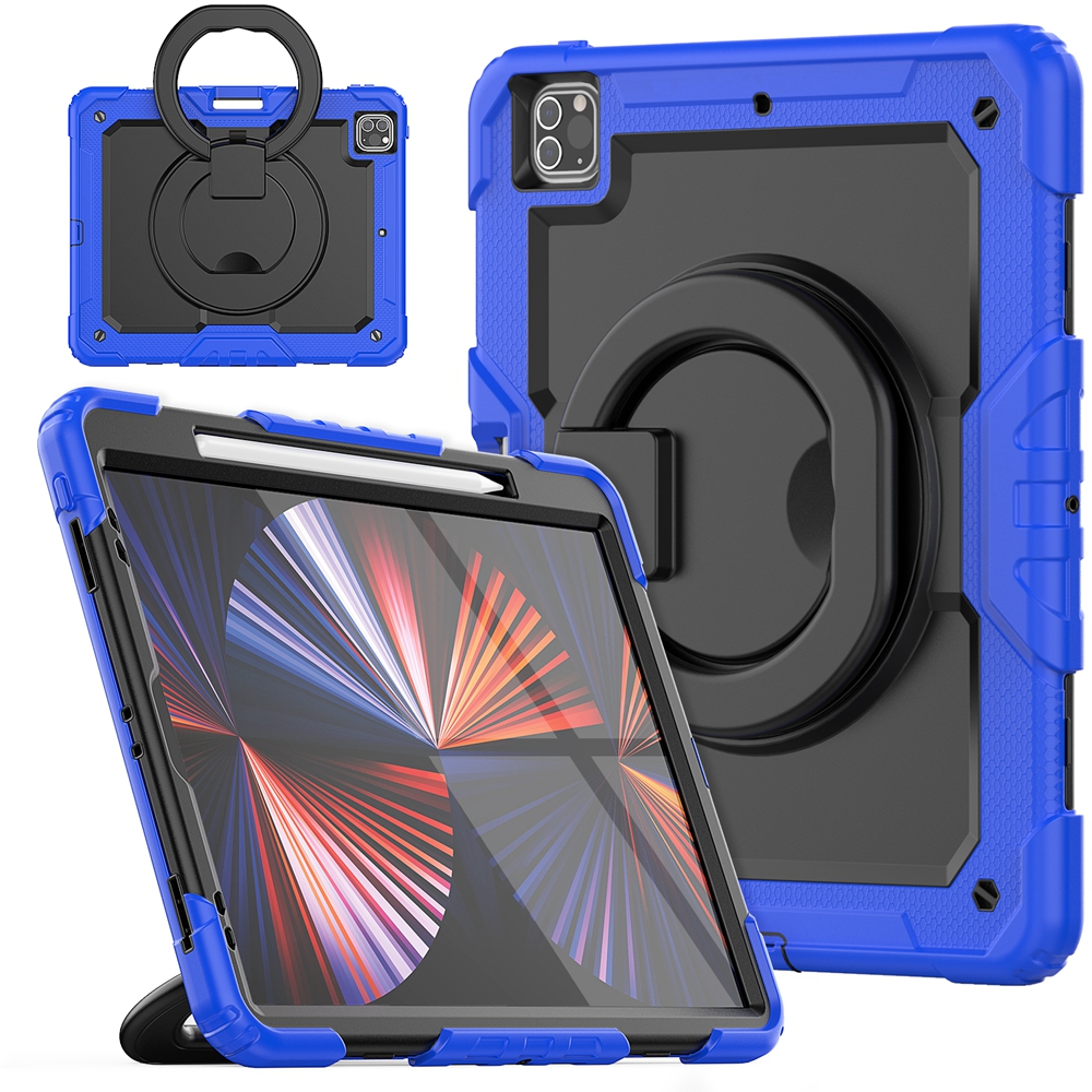 Voor apple ipad pro 12.9 inch a2378 a2229 a1876 case kids schokbestendige trekring schouderband standaard tablet hoes: 5 / Blauw