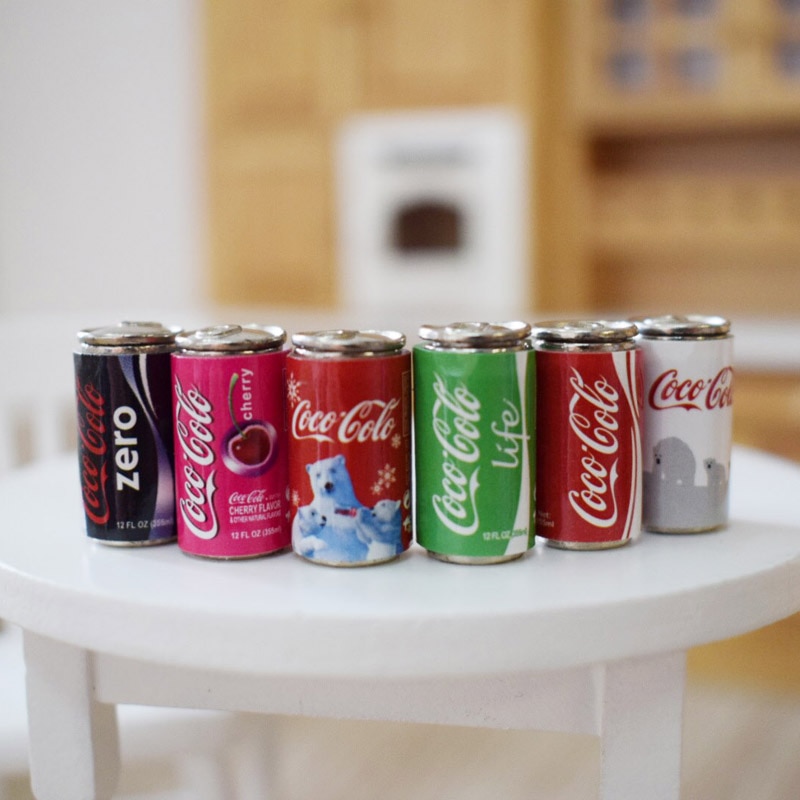 6PCS Mini Coke Miniature Dollhouse Doll Food Drinks Beverage Play Food Toy for 1/6 BJD