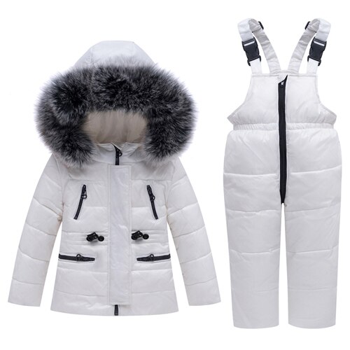 Rusland Kinderen Winter Jas Jas Waterdicht Overalls Voor Kinderen Baby Boy Meisje Kleding Snowsuit Peuter Parka Donsjack: WHITE / 3T