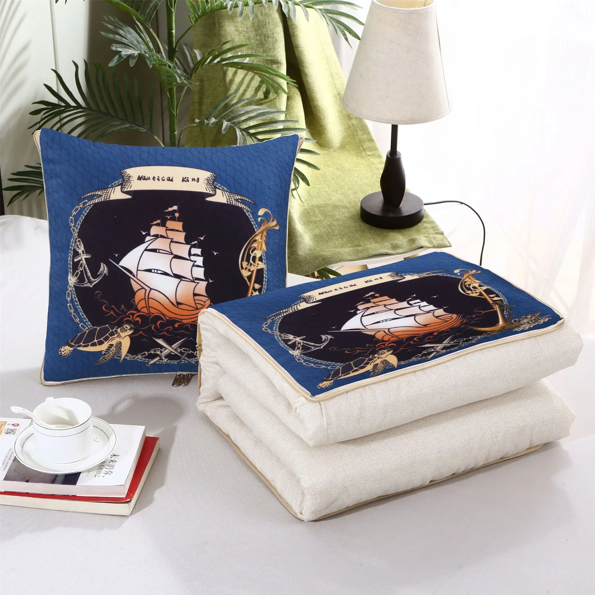 Multifunctionele deken Opvouwbaar kussenkussen, PP-katoen voor bank, bed, auto, reizen 2 in 1, cartoonkussens, kussens, dekens: 40*60 / Paars