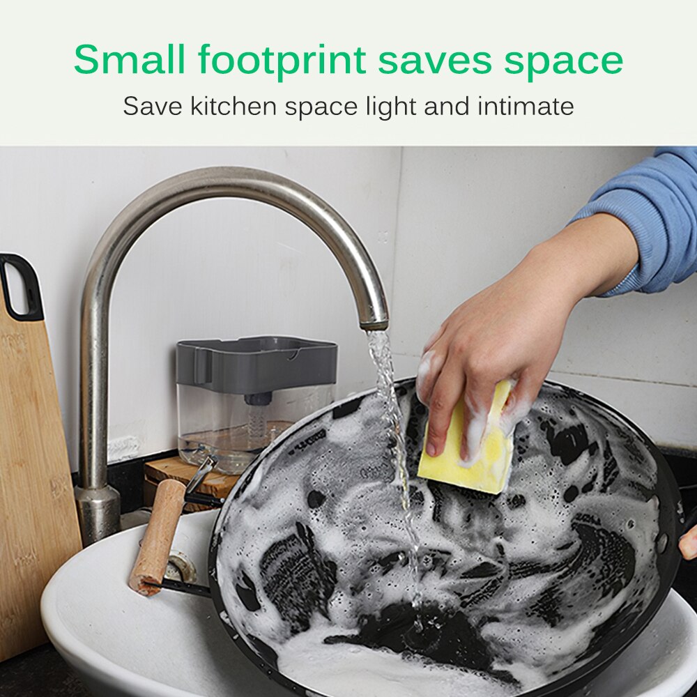 Soap Dispenser Pump With Sponge Manual Press Cleaning Liquid Dispenser Container Manual Press Soap Organizer Kitchen Tool