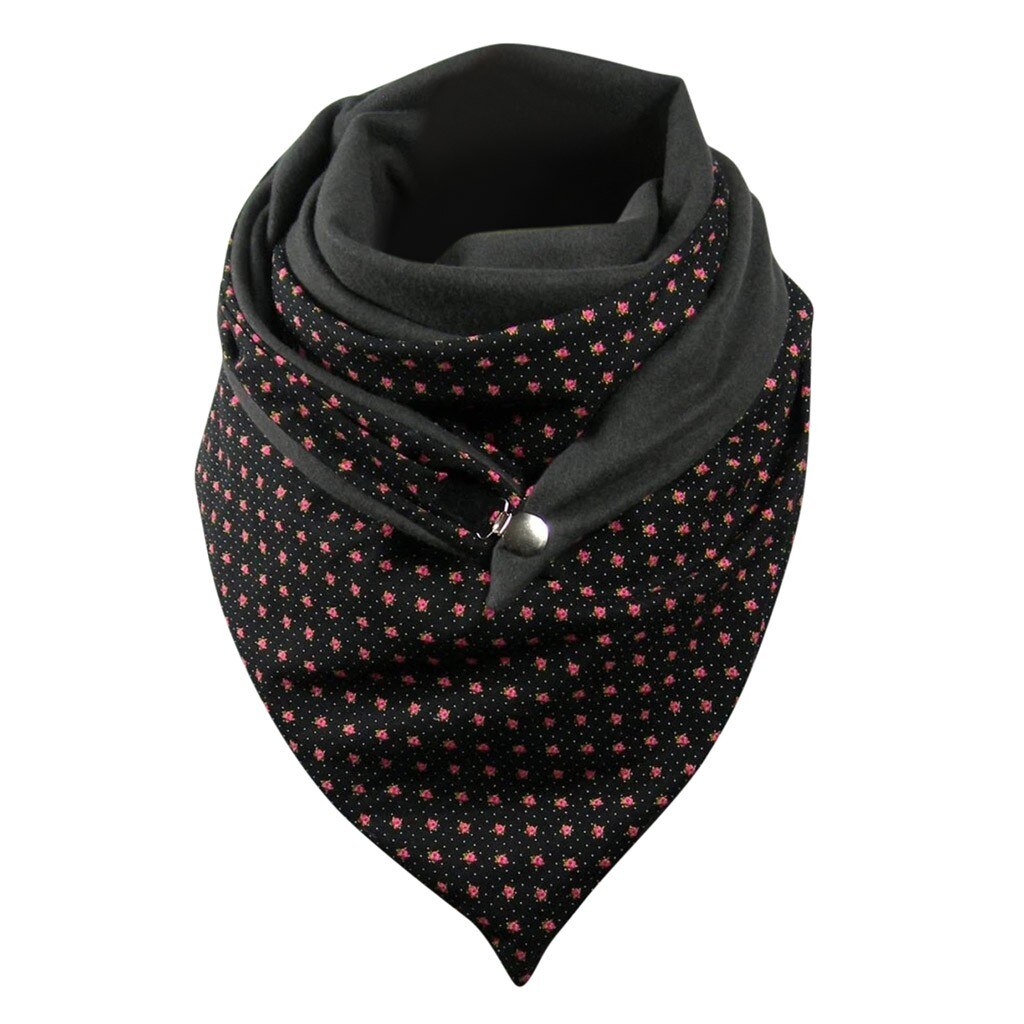 Bufanda estilo hijab con estampado de gato para mujer, chal multiusos con botón Retro, 80cm-100cm, para invierno: X